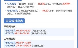 沈阳北到鞍山西高铁时刻表几点有车？
